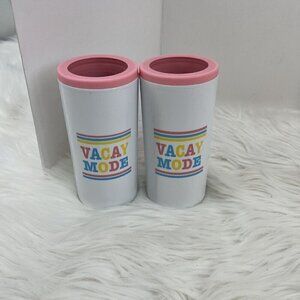 Lot of 2 Vacay Mode Slim Beverage Holder Skinny Coolers Beach Pool